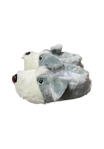 Özat Ev İçi Yünlü Köpekli Panduf Gri Beyaz Füme - 673464609 Gri Beyaz Füme