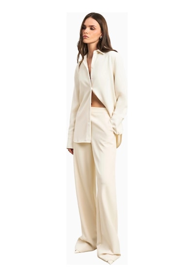 Because Of Alice Effortless Wide Leg Trousers Geniş Paça Dökümlü Kadın Pantolon Krem
