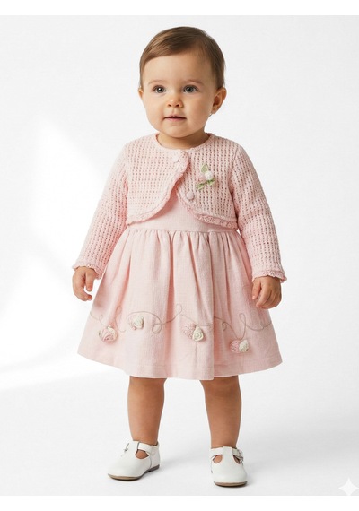 Xo Kids Kız Çocuk Elbise + Bolero 9-24 Ay 52130 Pudra