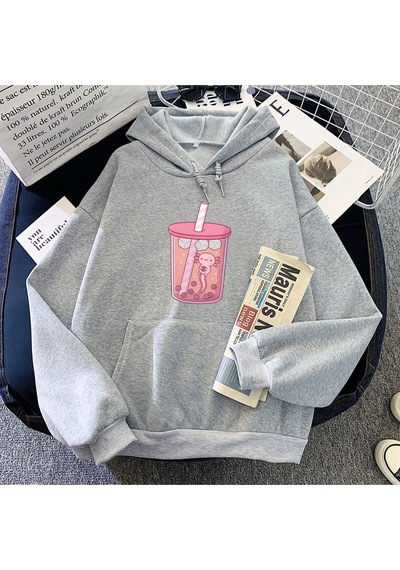 Startmore Gri Axolotl Yeme Kabarcık Boba Süt Çay Hoodies Kawaii Karikatür Kız Upola Gri Startmore Gri Axolotl Yeme Kabarcık Boba Süt Çay Hoodies Kawaii Karikatür Kız Upola Gri