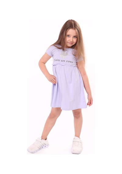 Toontoy Kids Toontoy Kız Bebek Faire Un Voeu Baskılı Elbise Mavi
