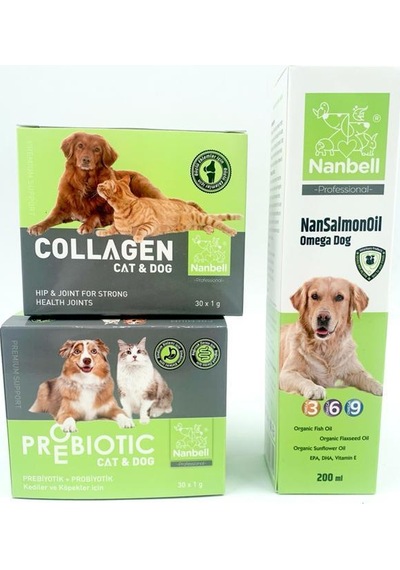 Köpekler İçin Omega3-6-9 + Prebiyotik 30x1gr +kolajen 30x1gr