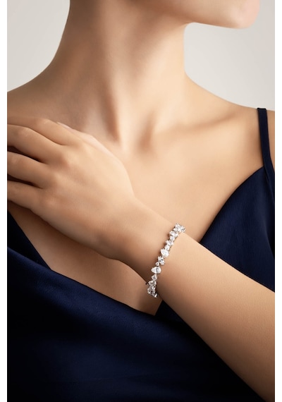 So Chic So Chic Su Damlası 18 Ayar Beyaz Altın Kaplama 19 CM Gümüş Bileklik