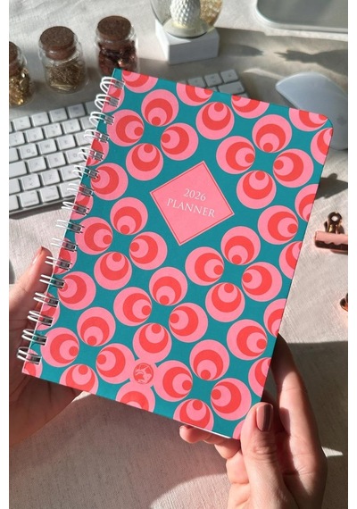 2026 Haftalık Ajanda Spiralli A5 12 Aylık Lucky Açık Gri