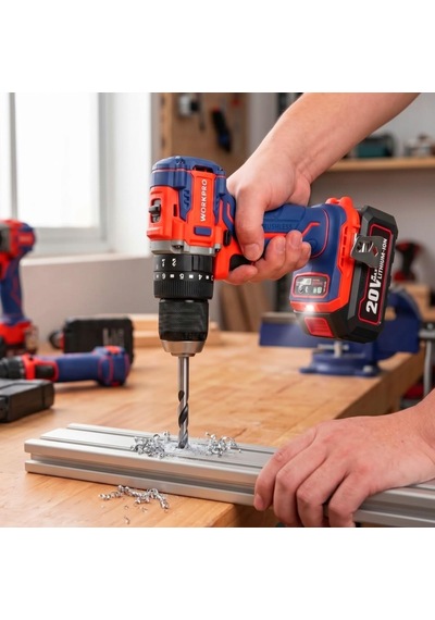 Workpro Wp390020 20volt 4.0ah Li-ion 65nm. Çift Akülü Kömürsüz Profesyonel Şarjlı Darbeli Matkap