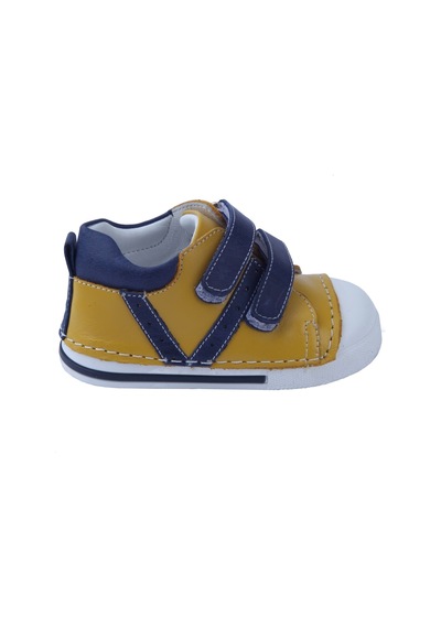 Angelokids Elma Şekeri 01100 Deri Ortopedik Ilk Adım Ayakkabı 19-21 (415273976) Lacivert - Sarı