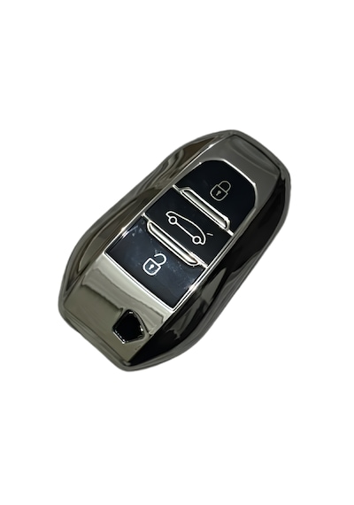 Autohan Keys Peugeot Anahtar Koruma Kılıfı, 208 308 508 2008 3008 5008 Rifter Modelleri İçin, Sustasız, Krom-siyah