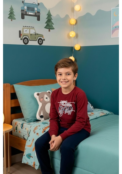 Kompedan Erkek Çocuk İnterlok Bisiklet Yaka Pijama Takımı Bordo 109 Bordo Kompedan Erkek Çocuk İnterlok Bisiklet Yaka Pijama Takımı Bordo 109 Bordo