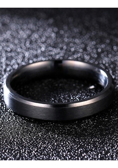 4mm Köşeli Mat Düz Model Unisex Erkek Kadın Çelik Alyans Yüzük Cl40 001