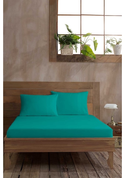 Elart Ranfors Pamuk Fitted Tek Kişilik Çarşaf 100x200cm Turkuaz
