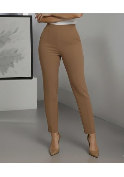 Emh Store Kadın Yüksek Bel Ithal Krep Pantolon Kahve