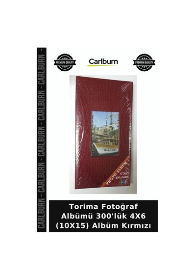 Torima Fotoğraf Albümü 300'lük 4x6 10x15 Albüm Kırmızı Resim Arşivi Kare Motifli Anı Saklama