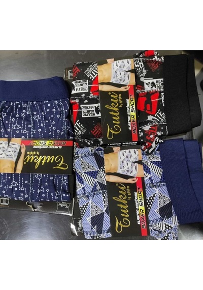 Tutku Erkek Lycralı Desenli Boxer Karışık 6'Lı Paket 001