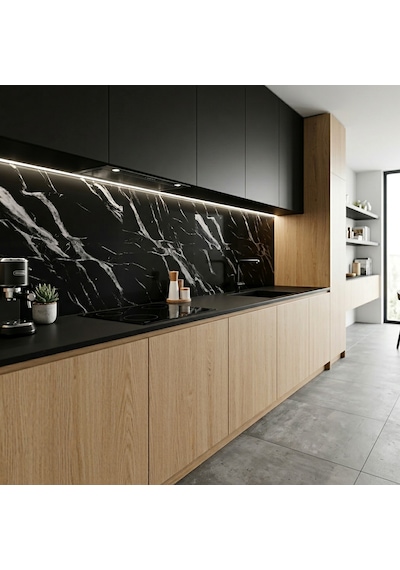 30x60 Cm Kendinden Yapışkanlı Duvar,banyo,tezgah Arası Kaplama Siyah Mermer Desen 12 Adet 1089-30-12