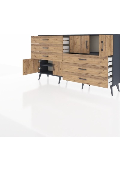 Arges Konsol 2 Raflı 6 Çekmeceli 4 Kapaklı 176x30x99 Antrasit-çam Atlas Çam/atlas Çam - Antrasıt Arges Konsol 2 Raflı 6 Çekmeceli 4 Kapaklı 176x30x99 Antrasit-çam Atlas Çam/atlas Çam - Antrasıt
