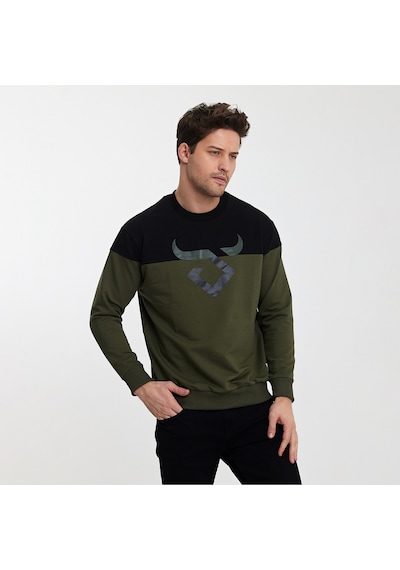 Twobull HELSİNKİ Erkek  Siyah / Haki Sweatshirt