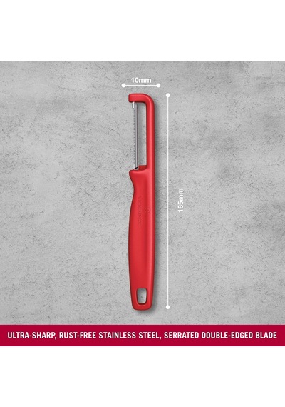 Victorinox Iota Tırtıklı Kenar Çift Taraf Kırmızı Soyacak, 6.0943.1 Genel