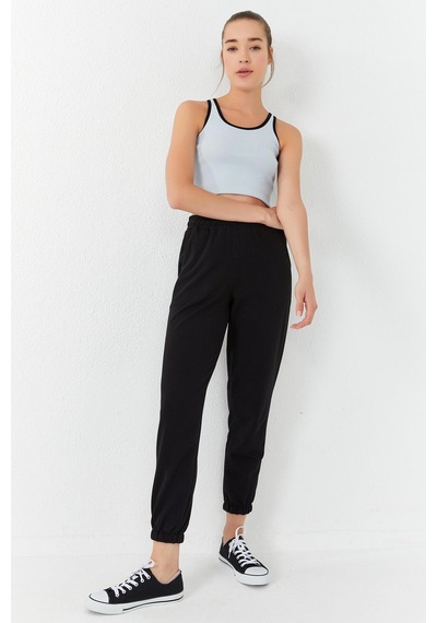 Tommy Life Taş Basic Sıfır Kol Dar Kalıp U Yaka Kadın Crop Top Atlet - 97162 Taş