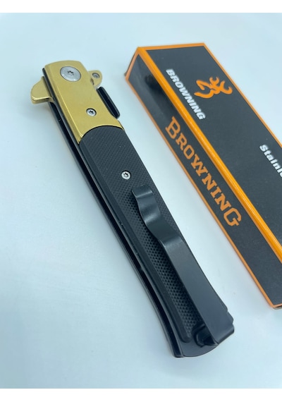 Browning Marka Gold Kamp Bıçak Siyahkasa Kamp Çakı //22cm Sarı - Siyah