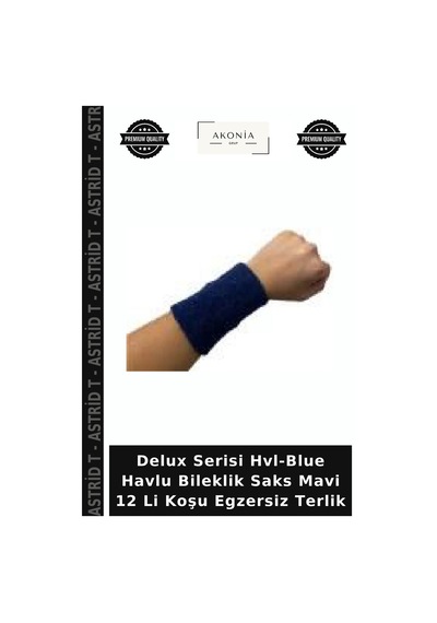 Delux Serisi Hvl-blue Havlu Bileklik Saks Mavi 12 Li Koşu Egzersiz Terlik