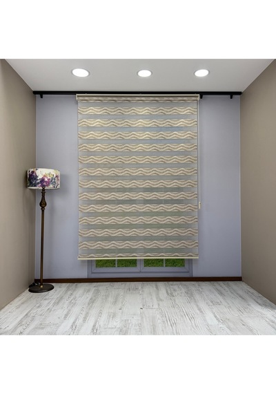 Olivia Serisi Gümüş Gri Dalga Desenli Modern Zebra Stor Perde