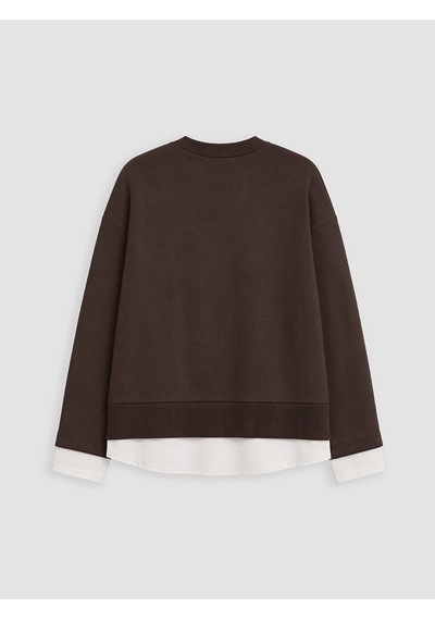 Lcw Comfort Kahverengi Bisiklet Yaka Oversize Kadın Sweatshirt
