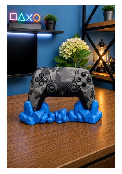 Veriqo 3d Ps5 Uyumlu Gamepad Standı Kristal Tasarımlı Oyun Kolu Tutucu Masaüstü Controller Standı Mavi