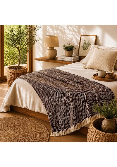 Premium Pamuklu Lilyana Koltuk Örtüsü 170x210 Cm, Çift Taraflı Dekoratif Şal, Tekli, Üçlü, Kanepe, Çekyat Ve B Genel