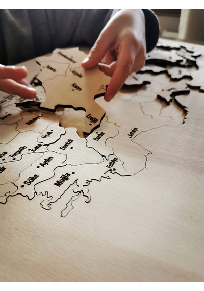 Ahşap Türkiye Haritası. Yapboz. Puzzle Kutulu - (54x100cm)