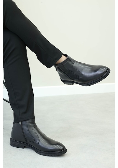 Fast Step Hakiki Deri Kürklü Erkek Klasik Bot 711kma218 Siyah