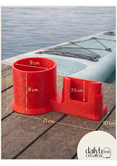 Sup Board Telefon Termos Tutucu Paddle Board Kano Aksesuar Seti Kürek Sabitleme + Organizer + Telefon & İçecek Tutucu + Charm Anahtarlık + Kişiye Özel İsimlik Kırmızı