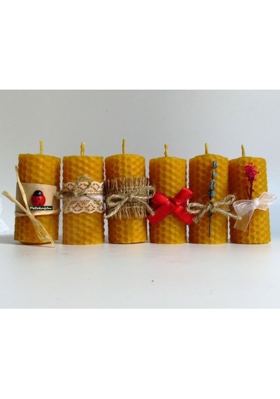 Petekoğlu 6 Adet Özel Günler İçin Doğal Petek Balmumu Mum 7cm X3cm Kutulu Mum Beeswax Candle Çok Renkli