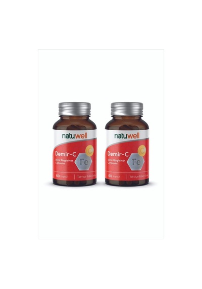 2'li Natuwell Demir-c Demir Bisglisinat + C Vitamini 60 Kapsül