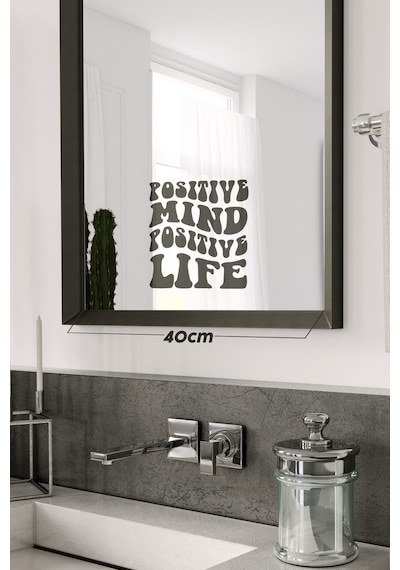 Positive Mind Motivasyon Dekoratif Ayna/cam Yazı Etiket Sticker 18x22cm Siyah