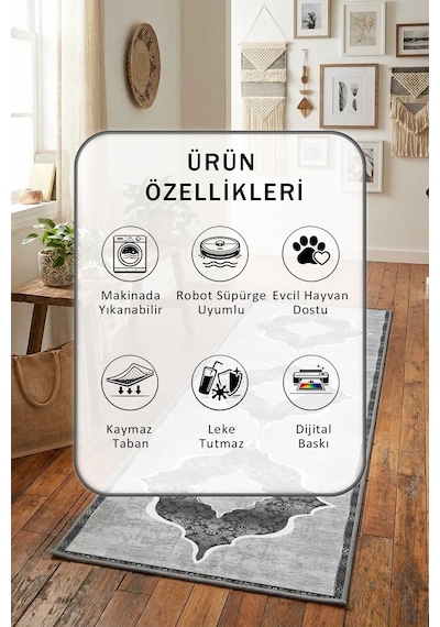 Ehl 136 Yıkanabilir Yolluk Açık Gri
