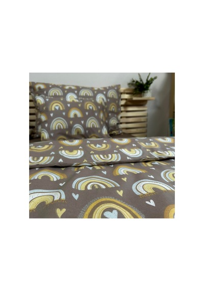 Stylish Brownie Rainbow %100 Doğal Pamuk Tek Kişilik Nevresim Seti 2 Parça 160 X 220 Cm Çok Renkli
