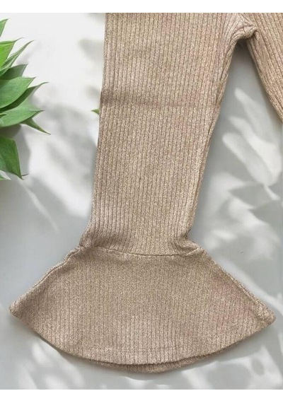 Zekids Kız Çocuk Bel Lastikli Kaşkorse İspanyol Paça Tayt-14433 Bej