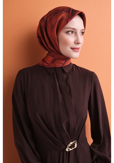 Armine Sura İpek Eşarp 2026-2027 - Sonbahar Kış-asm9602 Kiremit
