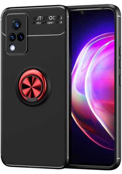 Goocamp Vivo V21 Kılıf Ravel Silikon Kapak - Siyah-kırmızı Siyah-kırmızı