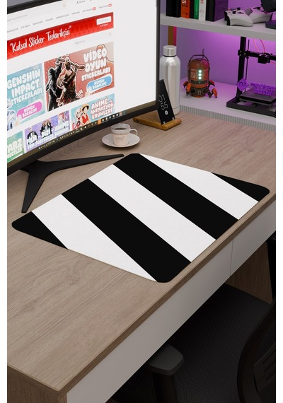 Siyah Beyaz 48x40 Xl Taraftar Gaming Oyuncu Mouse Pad Kaymaz Taban Büyük Klavye Fare Altlığı Şerit