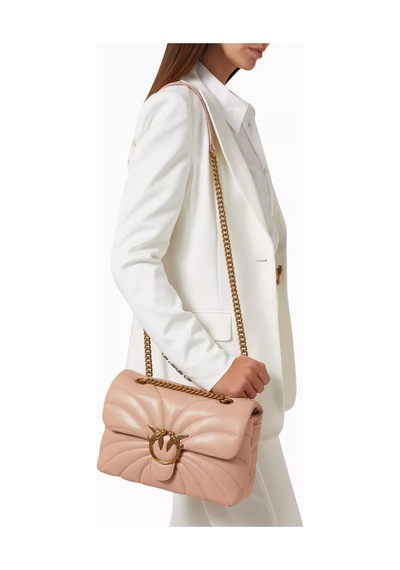 Pinko Kapitone Nappa Love Mini Şişme Çanta, Şık & Çok Yönlü El Çantası Açık Pembe