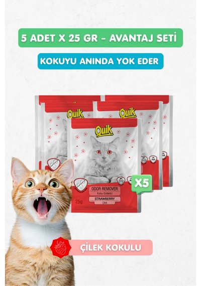 5li Set - Kedi Kumu Koku Giderici Çilek Kokulu 25gr X 5