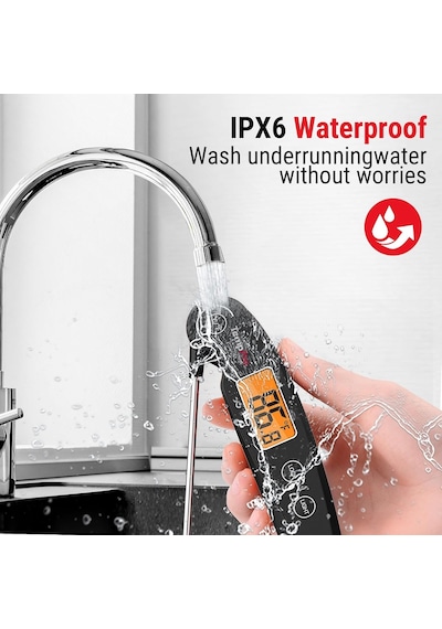 Thermopro Tp605 Ipx6 Su Geçirmez, Arkadan Aydınlatmalı Ve Kalibrasyonlu Anında Okunan Dijital Et Ve Gıda Termometre