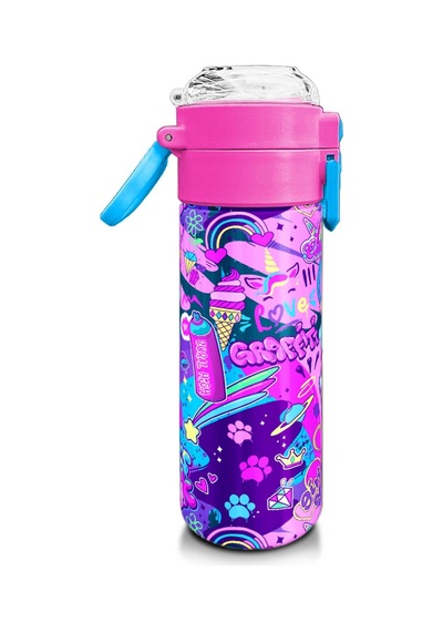 Coral High Kids Grafiti Desenli Pipetli Ve Direkt İçim Çelik Termos 500 Ml 31961 Desenli