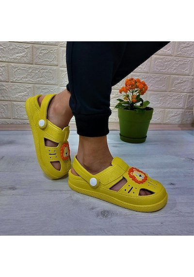 Da-ye 1001 P Sarı Önü Kapalı Yumuşacık Kaydırmaz Sandalet & Terlik 001