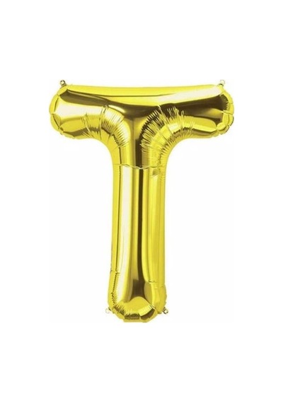 T Harf Folyo Balon Gold 100 Cm Beyaz