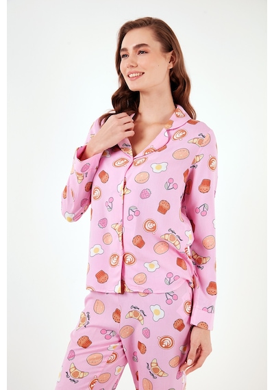 Lela Reguar Fit Yumuşak Dokulu Bayan Pijama Takımı 611Pt288Y Pembe