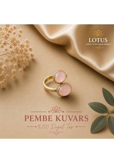 Premium Doğal Taşlı Bronz Yüzük Koleksiyonu Aventurin, Firuze & Lapis Lazuli Tasarım Yüzük Pembe
