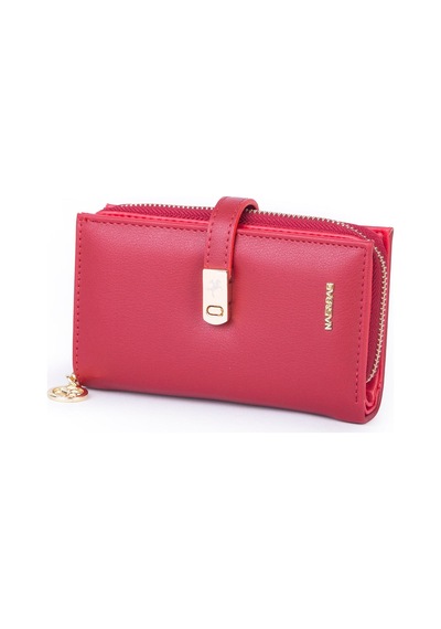 Nas Bag Kadın Orta Boy Kartlık Kağıt Para Ve Bozuk Para Tasarımına Sahip Kırmızı Dona 16x9 Cm Kırmız
