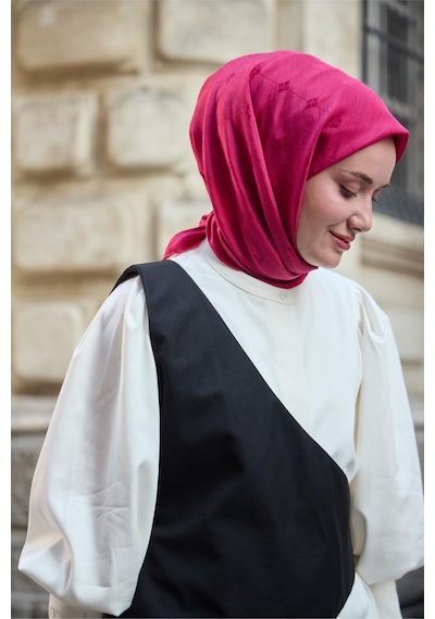 Silk Home Monogram Pamuk İpek Eşarp 130001-03 Fuşya